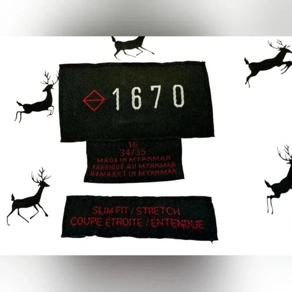 1670 Long Sleeve Button Down Black White Dress Shirt Buck Deer Size 16 - Picture 6 of 7